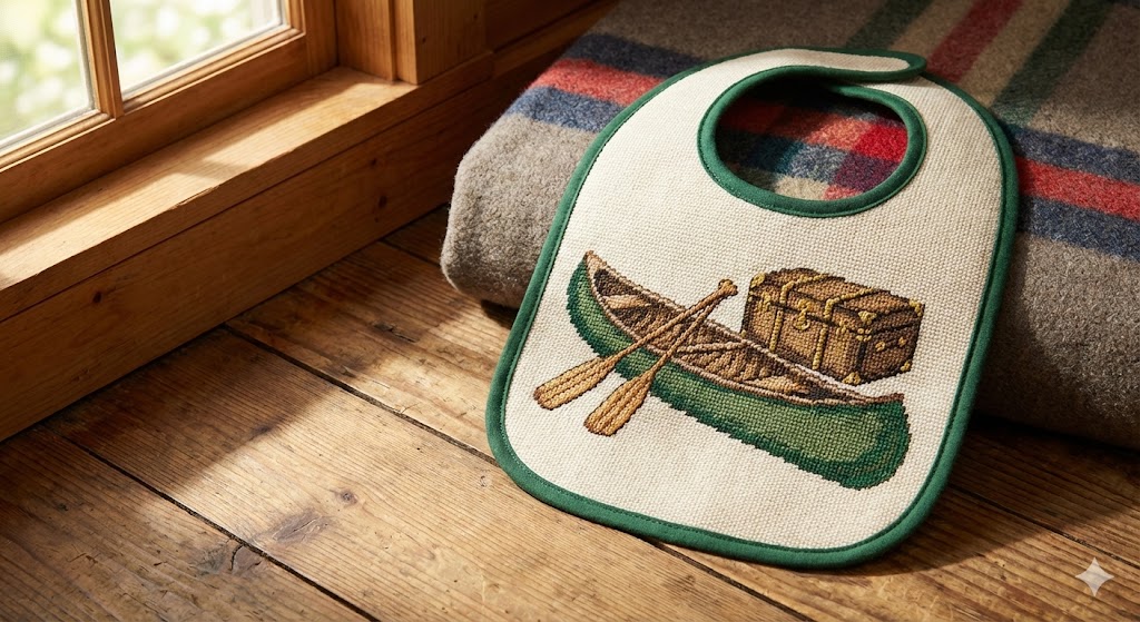 Baby wearing canoe bib