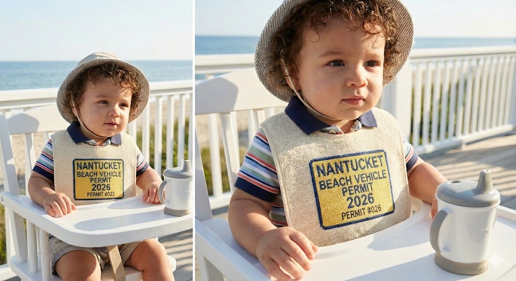 Baby wearing nantucket bib